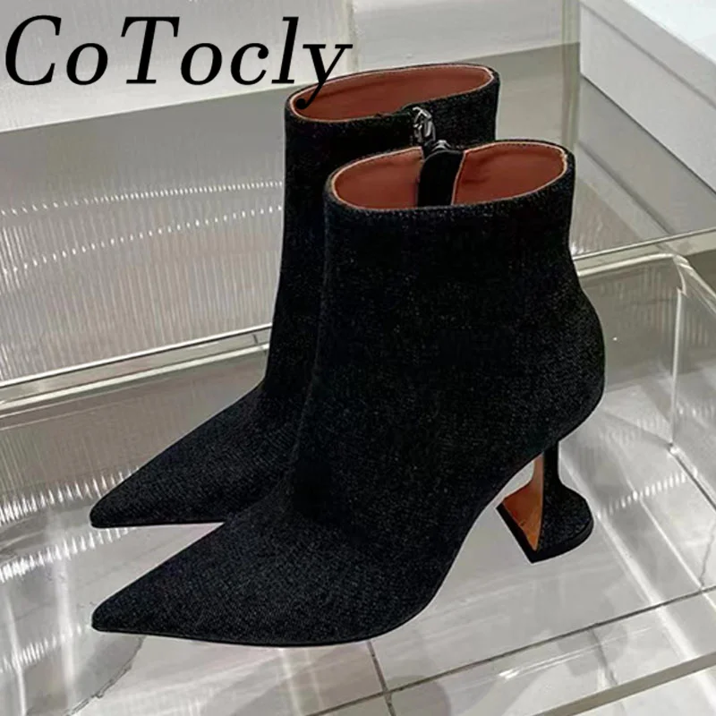 

Женские ботильоны на высоком каблуке, с острым носком