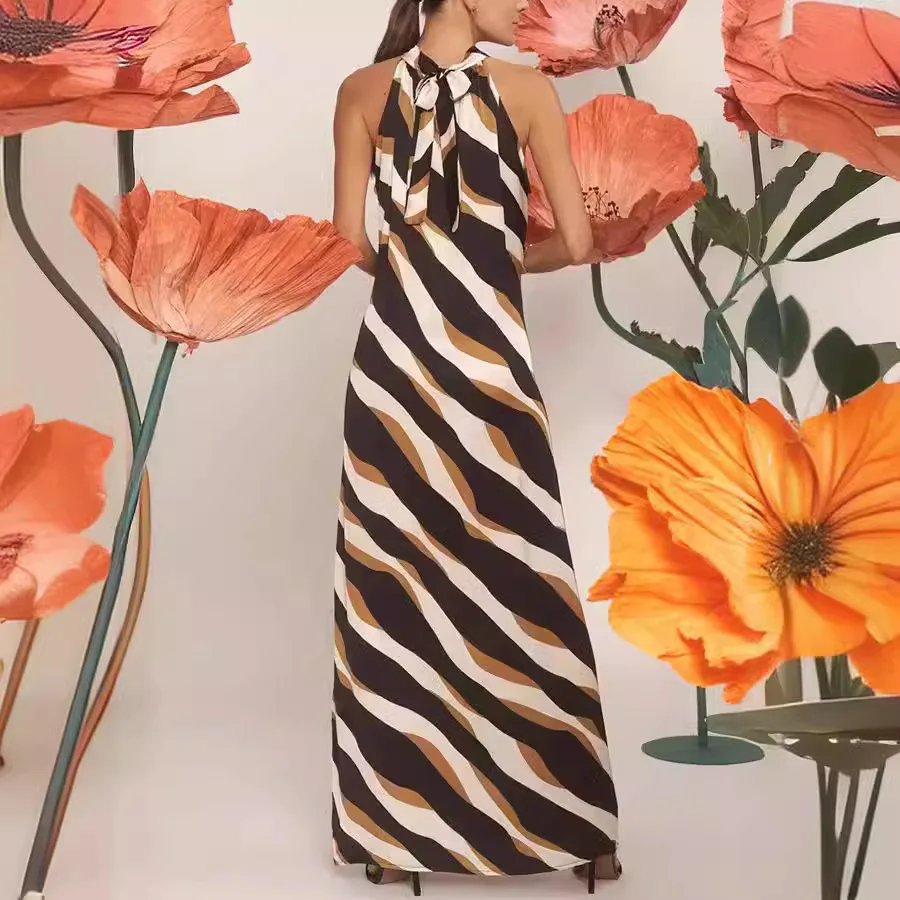 Новинка весна-лето 2024Ins элегантное платье на бретелях с принтом