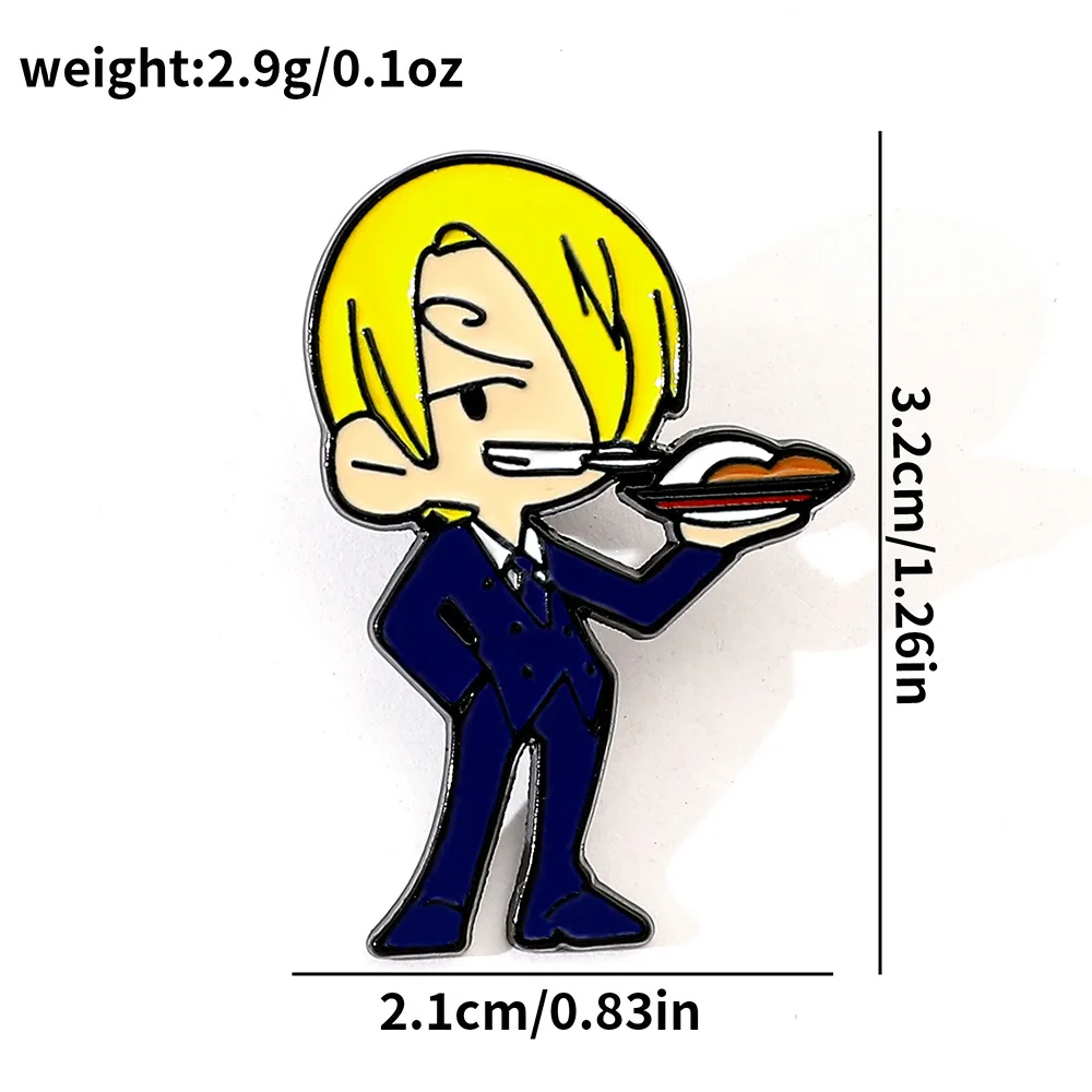 ONE PIECE аниме фигурка Санджи Зоро Луффи Нами Усопп металлическая брошь рюкзак