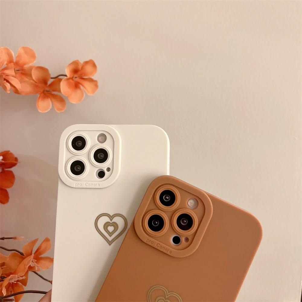 Cute Love Heart Square Candy Silicone Case for iPhone 13 12 11 Pro Max X XR XS 7 8 Plus SE 2020 Soft Shockproof Bumper Cover | Мобильные