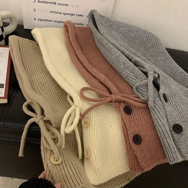 2024 зимняя Балаклава шапки в Корейском стиле уличные теплые женские на шнурке