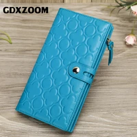 gdxzoom women long wallet fashion genuine leather wallet card holder female long purse phone pocket large capacity clutch wal