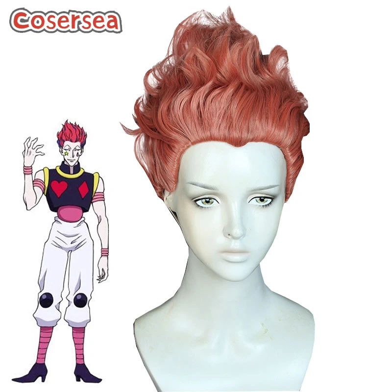 Cosersea Hisoka Morow Косплей Парики Hunter × 20 см Короткие волнистые оранжевые парики Cos