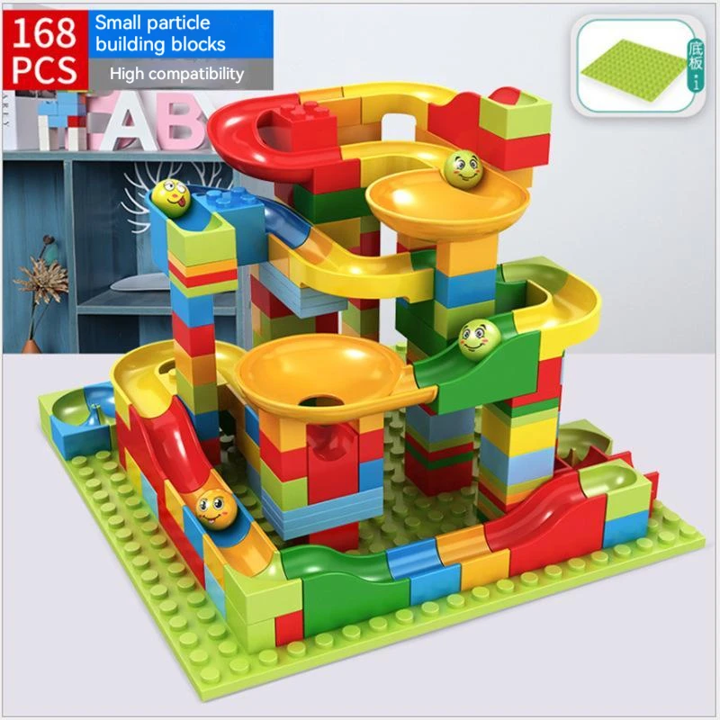 

Race Run Block Building Blocks Maze Ball Funnel Slide Blocks Small Size Diy Creative Bricks Assemble Toys Bulk Model Toys Gifts