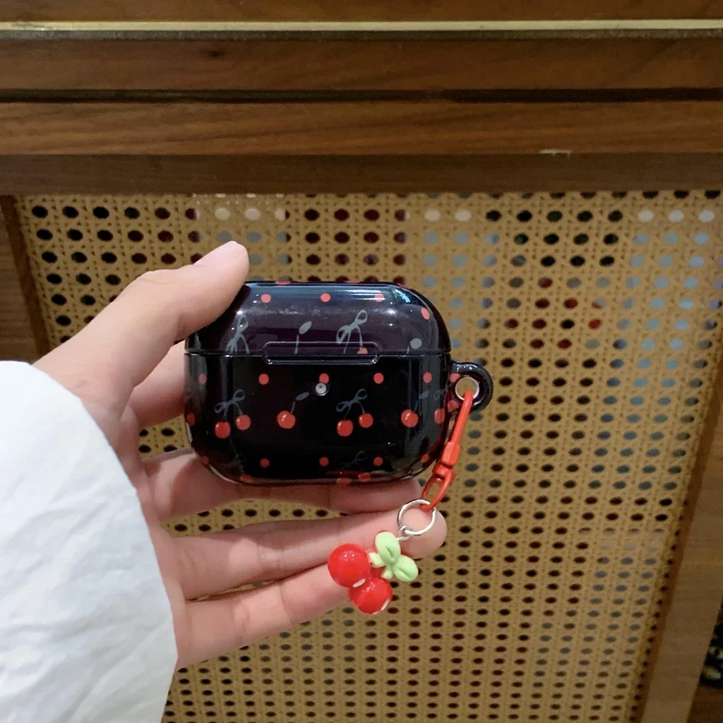 Вишневый подвесной чехол для AirPods 1 2 3 Pro