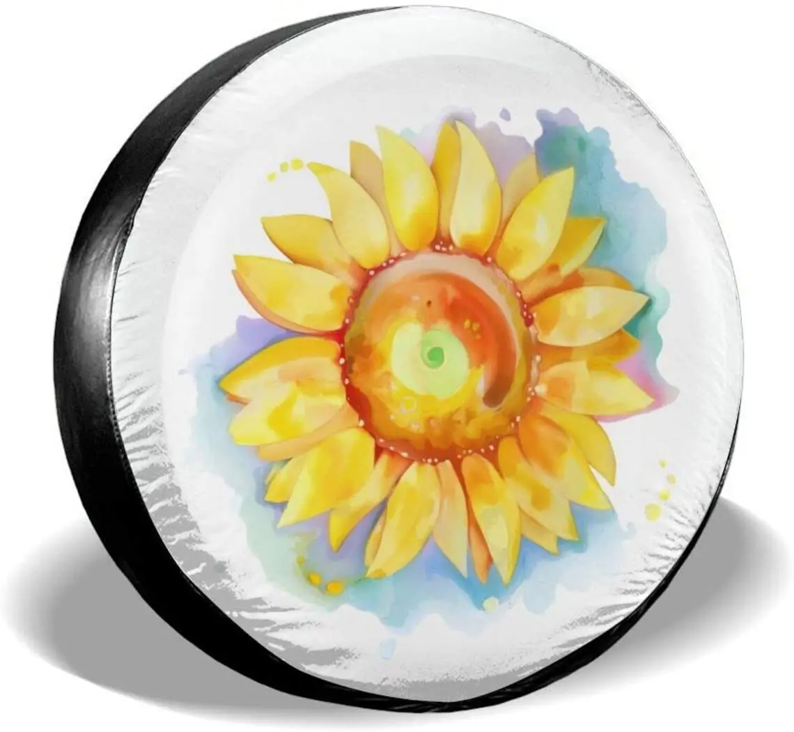 

Watercolor Sunflower Spare Tire Cover Waterproof Dust-Proof UV Sun Wheel Tire Cover Fit for Jeep,Trailer RV SUV and Many Vehicle
