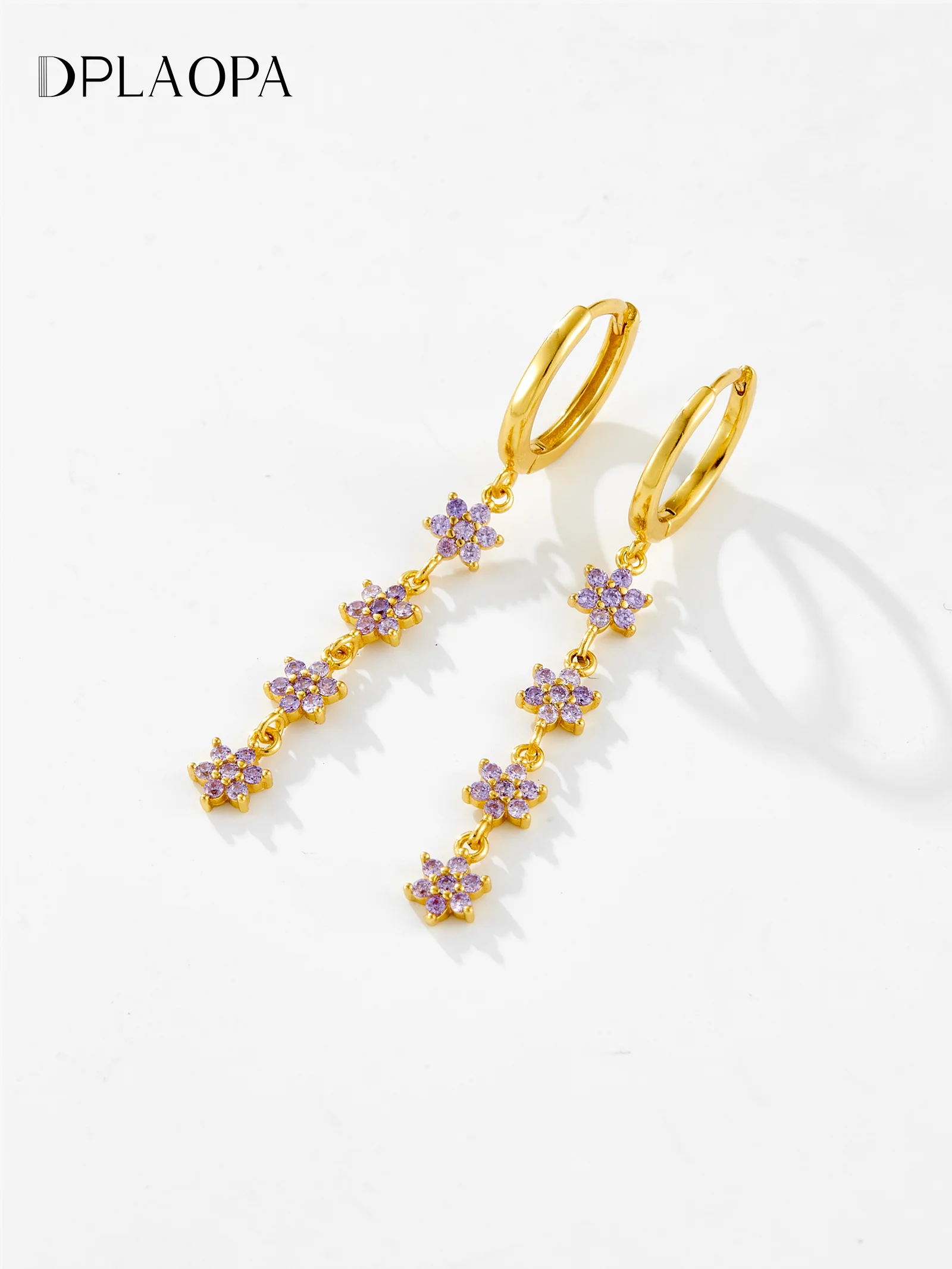 DPLAOPA новинка 925 года серебро 2024 пробы цветок циркон CZ длинная цепочка висячие