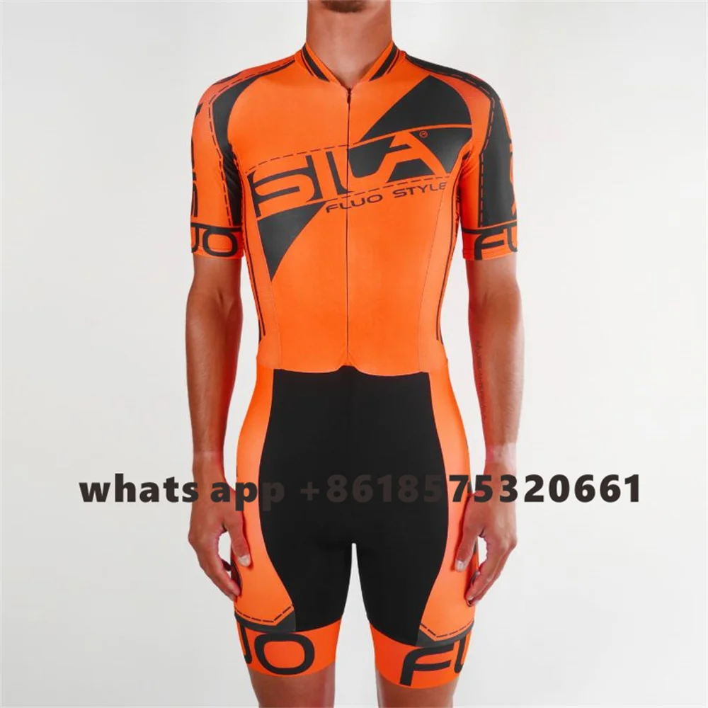 

Sila New Fluorescence Color Men Cycling Skinsuit Short Sleeve Inline Speed Skating Clothing Ciclismo Hombre Skating Team Trisuit