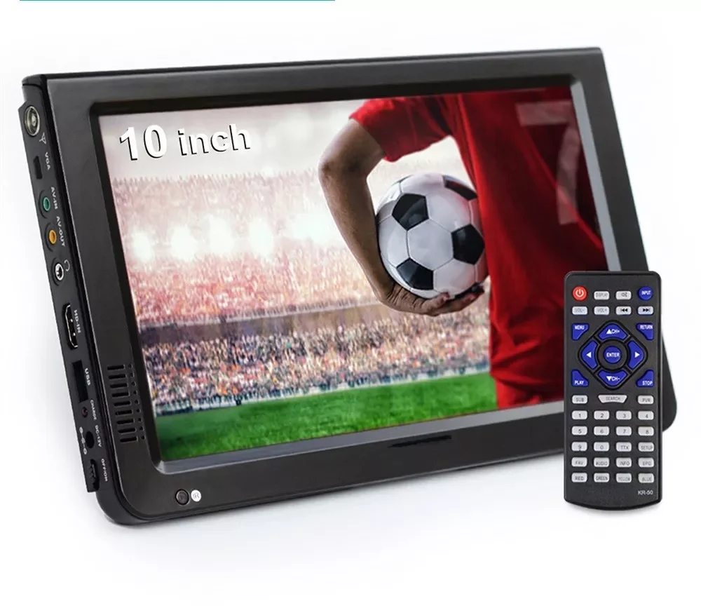 

2022 10 inch HD Portable TV DVB-T2 ATSC ISDB-T tdt Digital and Analog mini small Car Television Support USB SD MP4 H.265 AC3