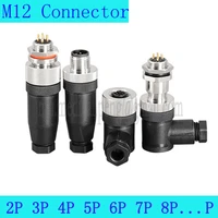 2pcs m12 3 4 5 8p waterproof ip67 aviation male plug female socket fixed movable connector plug cable does not require soldering