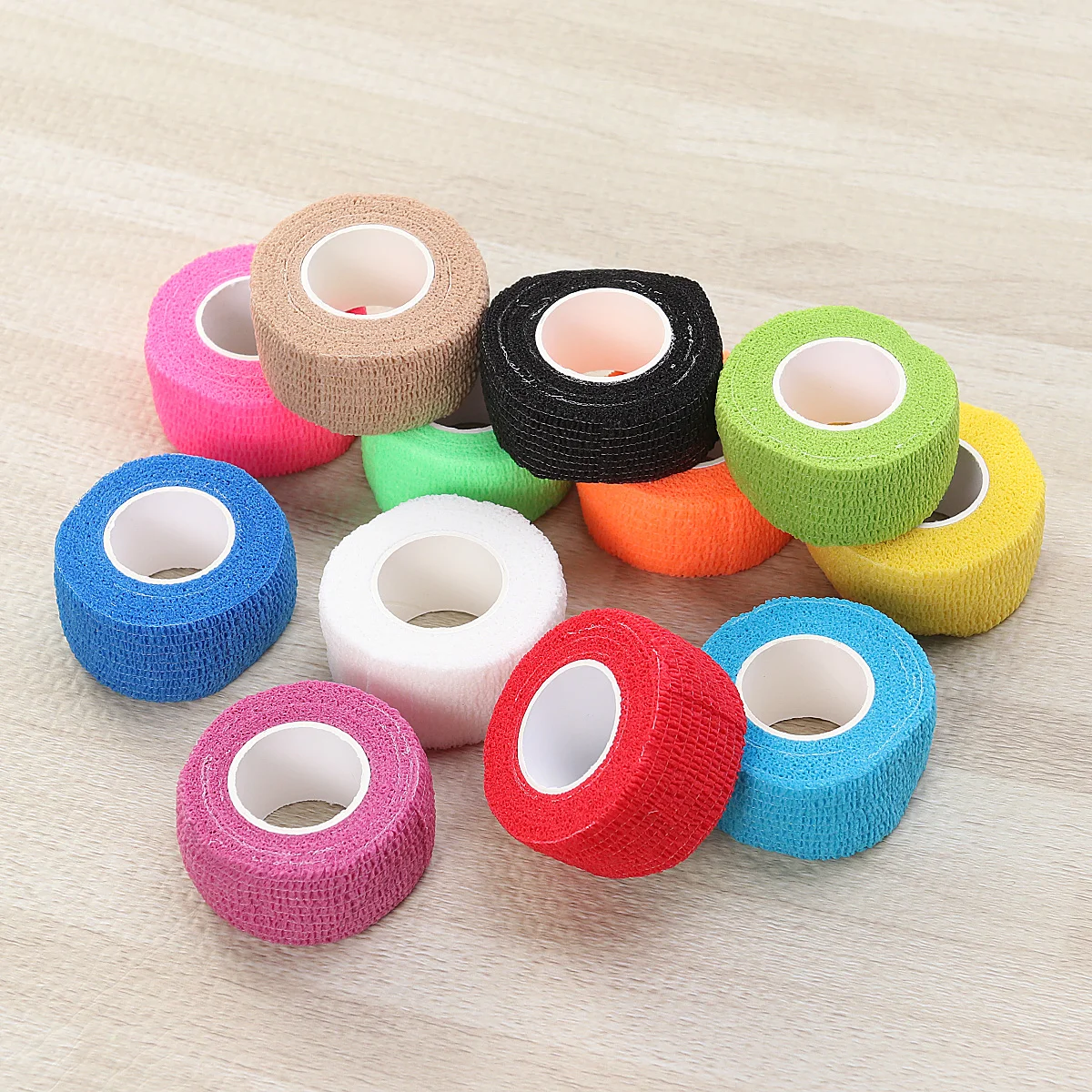 12pcs Non-Woven Self-Adhesive Elastic Protective for Daily Travel (25cmx1m Skin Color White Light Blue Red Black Ye