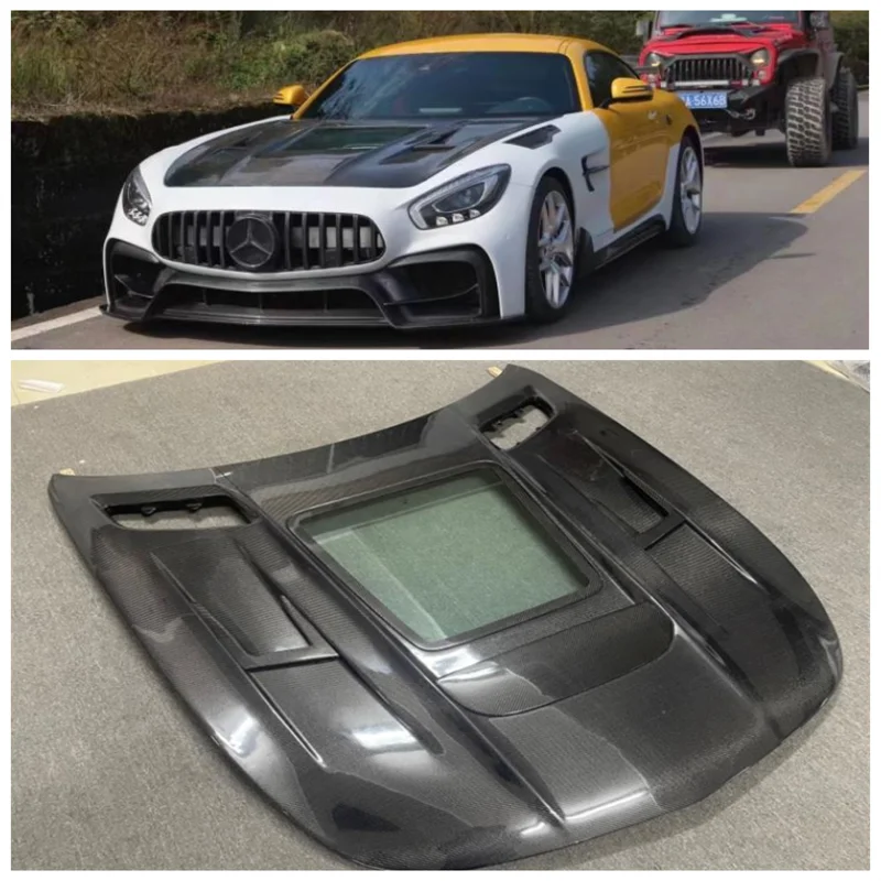 

Fits For Mercedes Benz AMG GT GTS GTR 2015 2016 2017 2018 High Quality Carbon Fiber Front Splitter Engine Hood Vent Cover