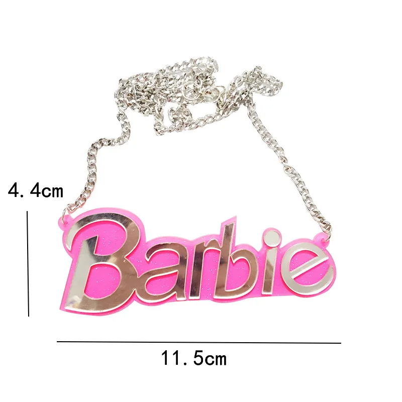 

Barbies Collarbone Letter Chain Pink Barbie Necklace Jewelry Girl Anime Accessories Halloween Witch Hip Hop Letter Chain