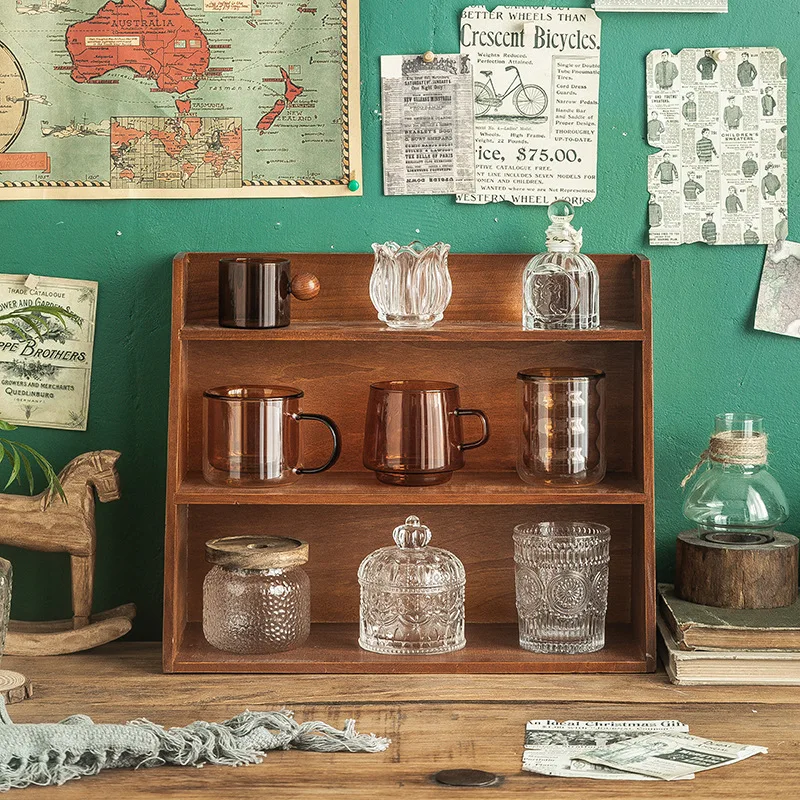 

Vintage Retro Style Multi-Functional Wooden Wall Shelf Storage Desk Organizer for Home Farmhouse Decoration