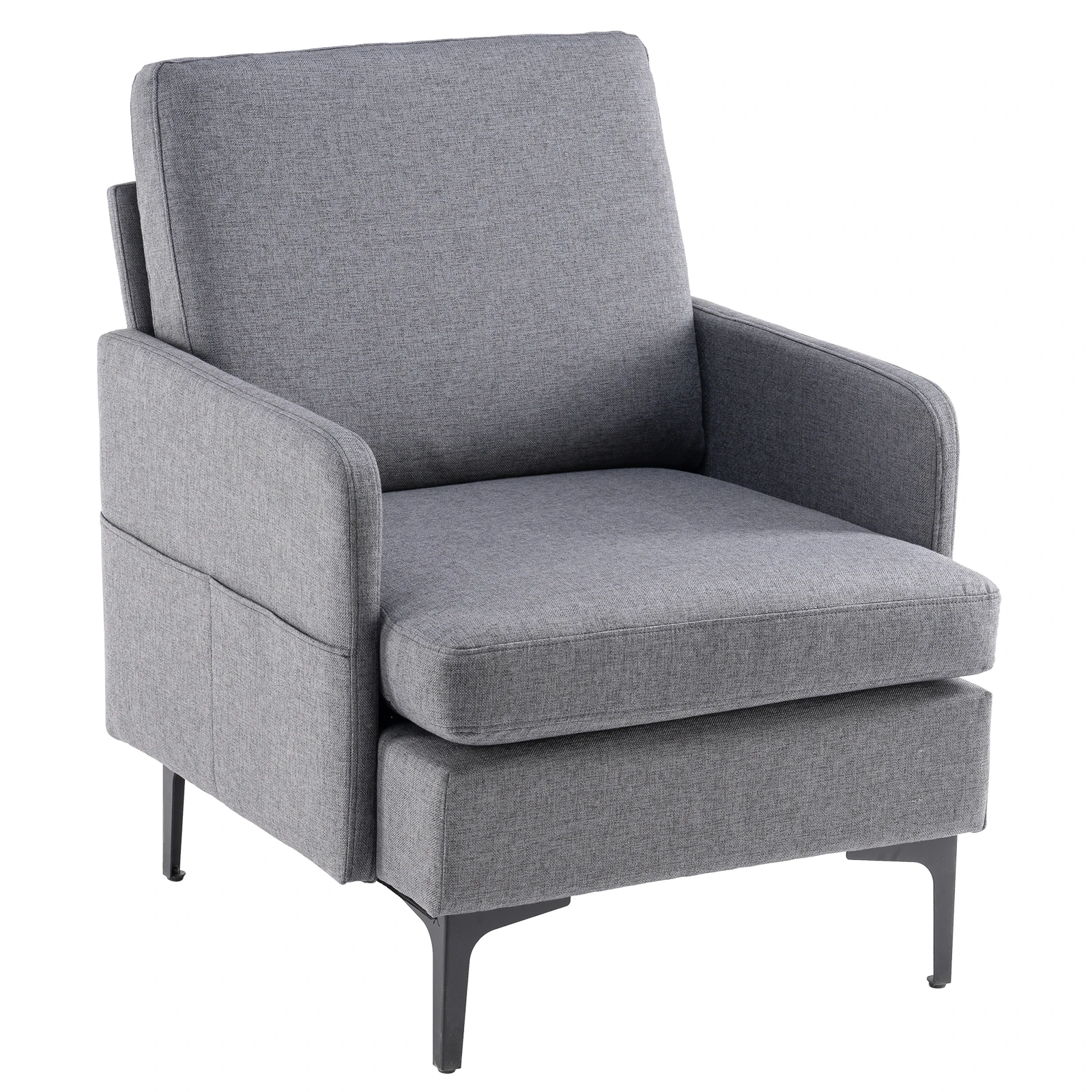 

Linen Fabric Arm Chair Recliner Accent Chair Single Sofa Side Pocket Lounge Chair for Room Office Hotel Seat Couch 14.5 KG