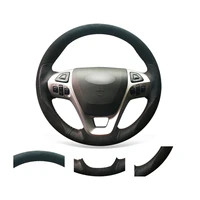diy custom black genuine leather steering wheel cover for ford edge 2011 2014 explorer 2011 2019 flex 2013 2019 taurus