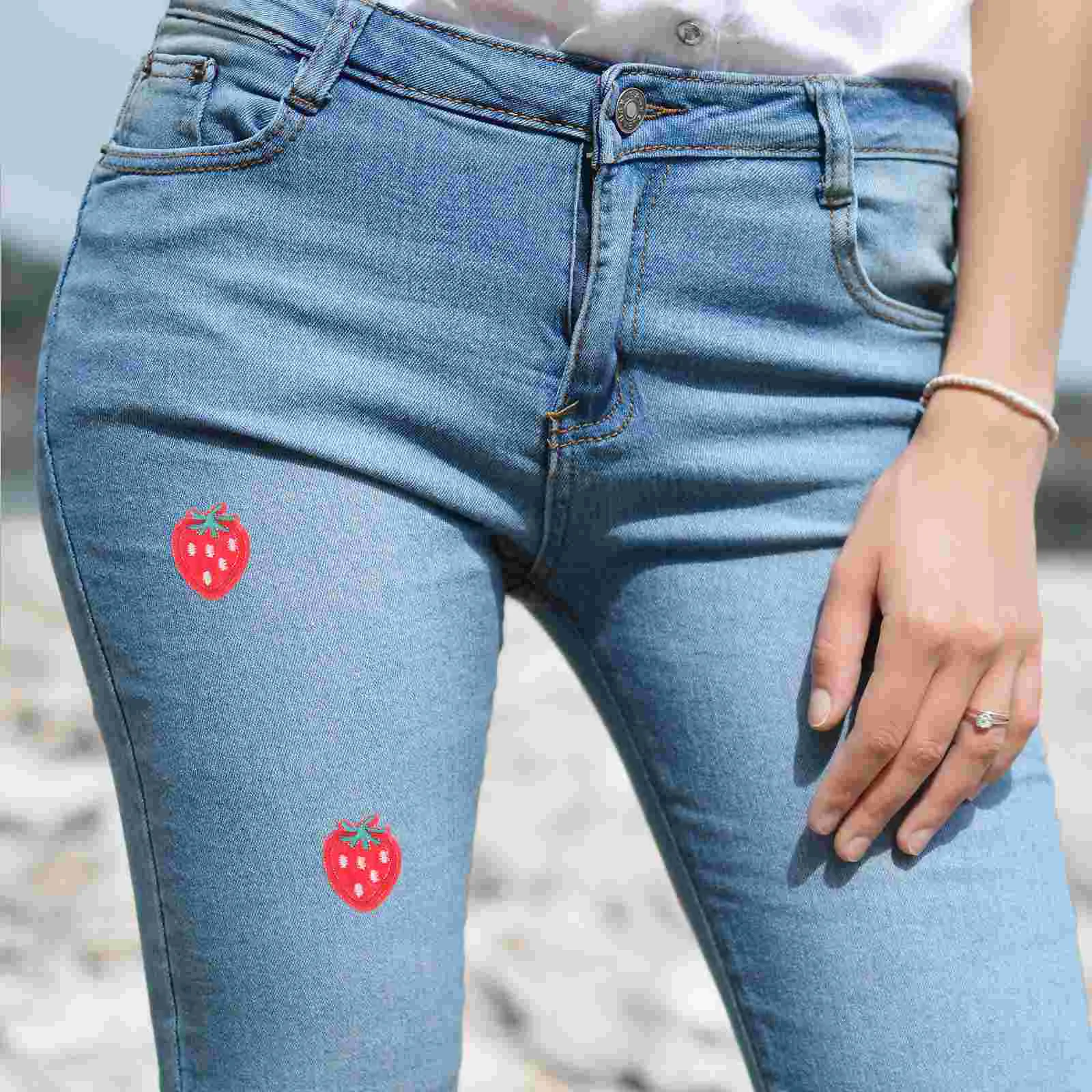 20 шт. нашивки с вышивкой клубники семена ромашки цветы железная одежда нетканая