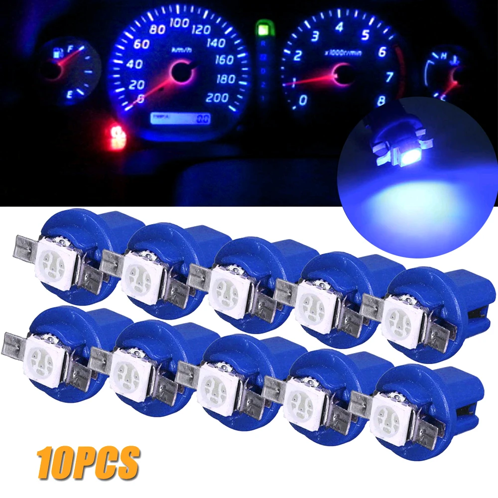 

Universal 10pcs T5 5050 1SMD B8.5D 12V LED Dashboard Dash Gauge Instrument Light Bulbs Blue Car Interior Light Accessories