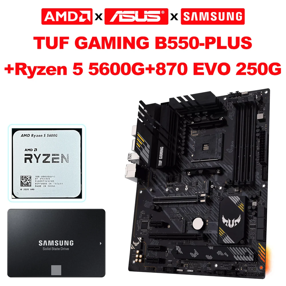 

ASUS New TUF GAMING B550M PLUS 128GB Motherboard + AMD New Ryzen 5 5600G CPU 3.9GHz Six-Core + SAMSUNG 870 EVO 250G SSD