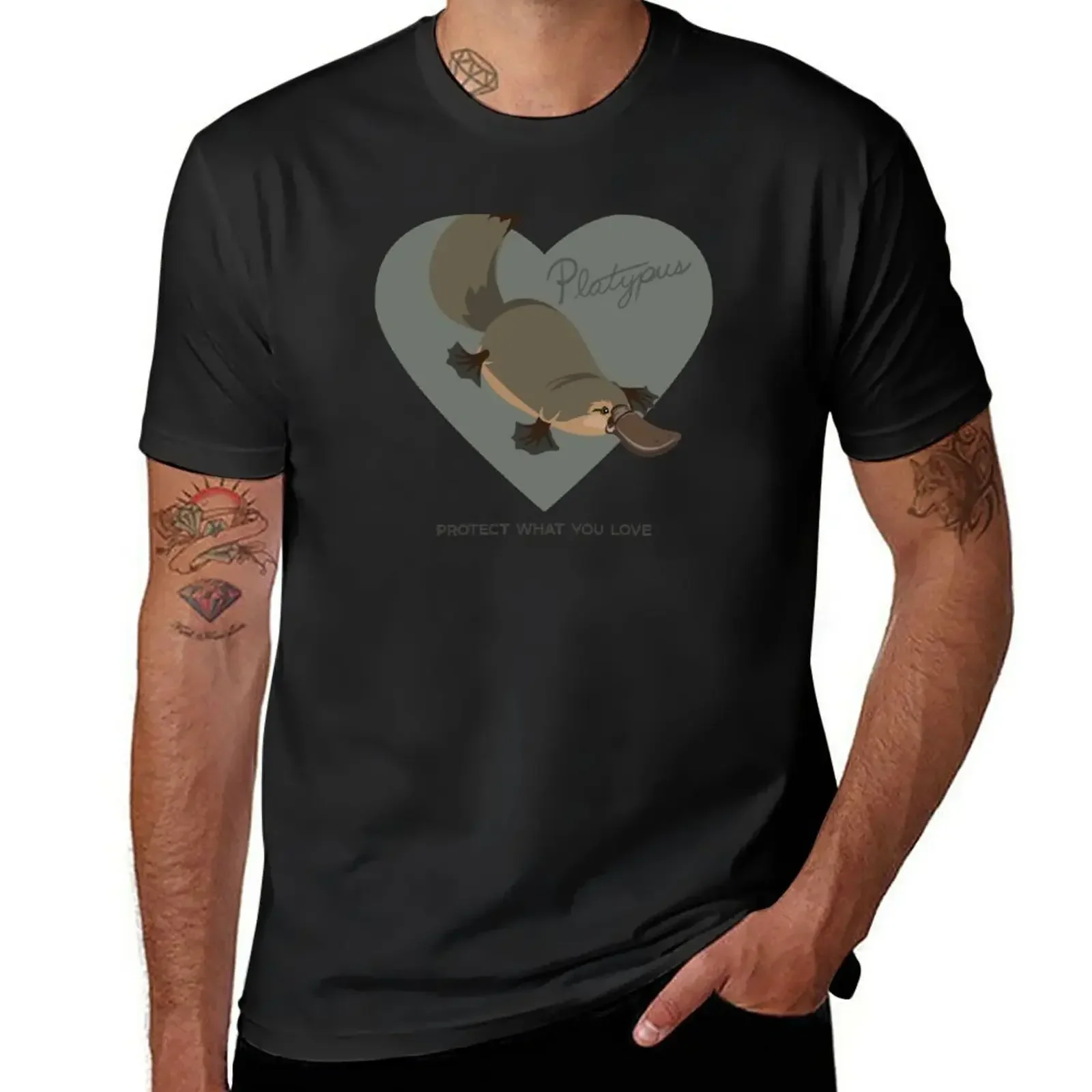 Мужские летние топы hatдори Новинка Love Platypus-защищает то что вы любите футболка для