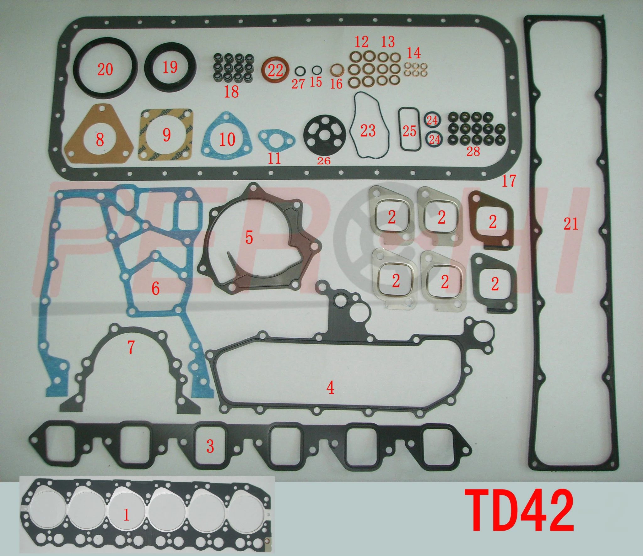 Для NISSAN TD42 комплект прокладок головки блока цилиндров двигателя полный OEM:10101-06JX6