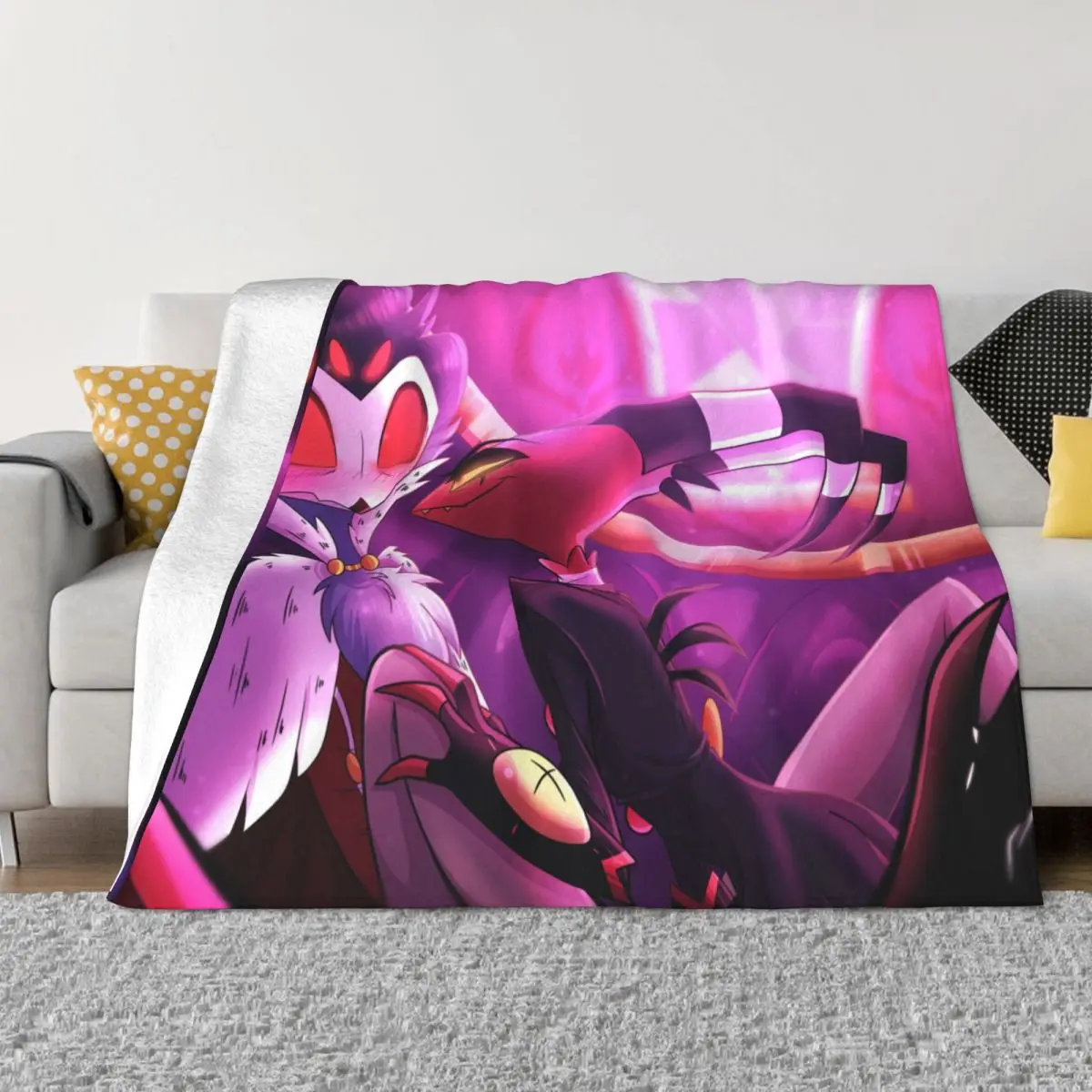 

Blitzo Stolas Knitted Blankets Helluva Boss Anime Flannel Throw Blanket Home Couch Printed Soft Warm Bedspreads