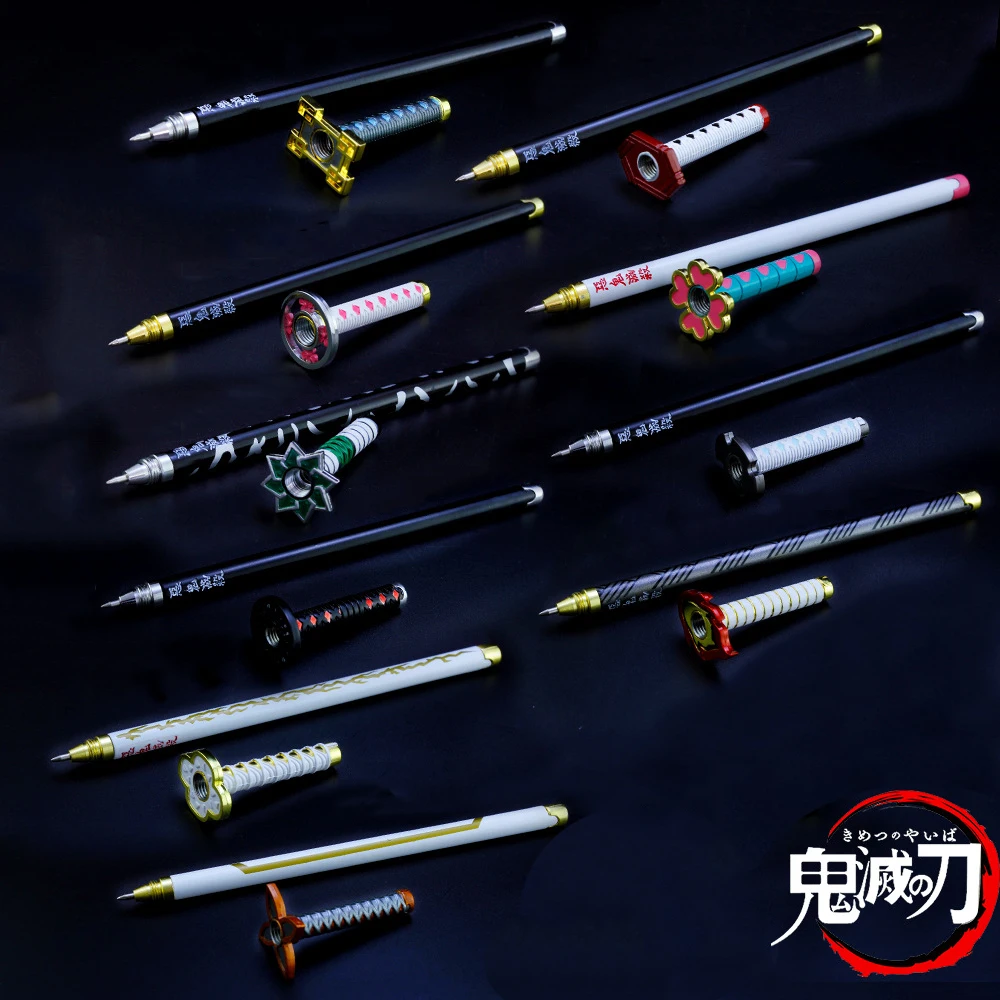 

Demon Slayer Anime Gel Pen Sword Model Tanjirou Nezuko 22cm Kimetsu No Yaiba Kamado Ballpoint Pens Figurine Collection Toys Gift