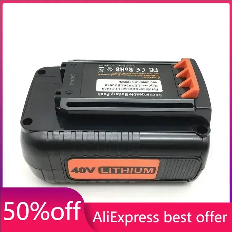 Большая для Black Decker 36 В/40 В 3600 мАч литий-ионная аккумуляторная батарея