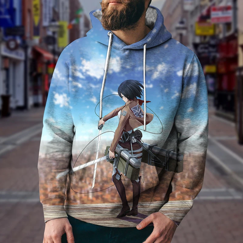 

Spring and Autumn Men's Cartoon Anime Attack on Titan Wings of Freedom Character Element Graphics 3D Hoodie Casual Pullover Top