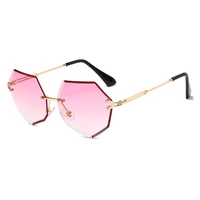rimless cat eye sunglasses luxury brand design women metal sun glasses fashion lady shades uv400 eyewear oculos gafas de sol