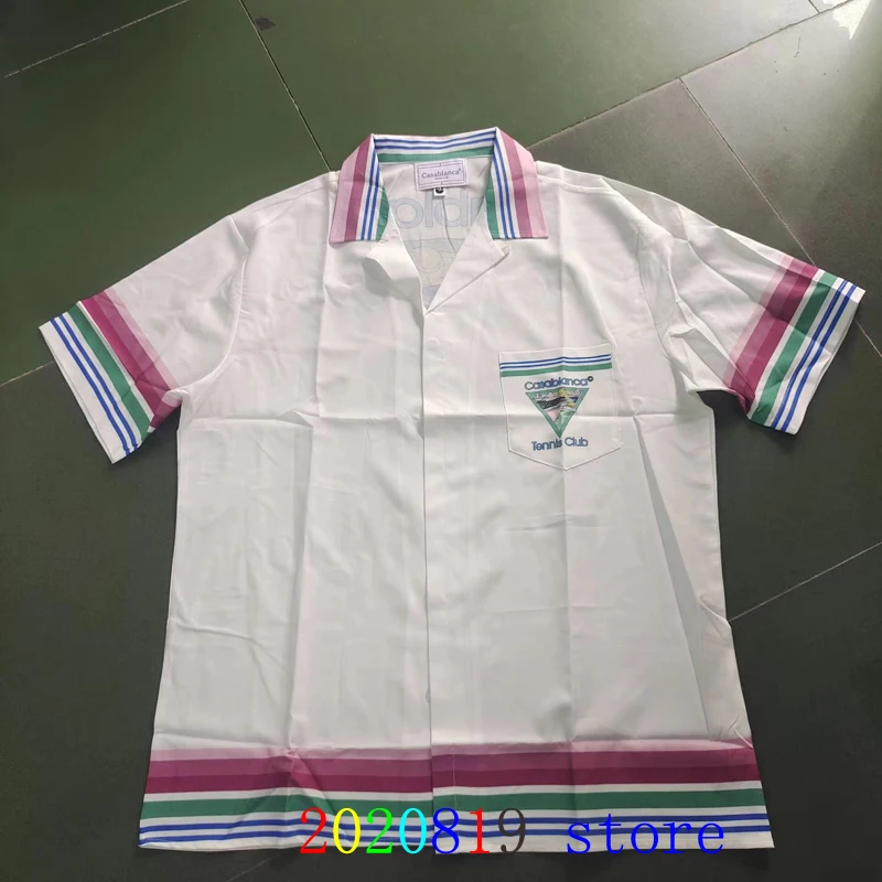 Real Photos Multi Color CASABLANCA Shirt Shorts Set Men Women Hip Hop Hawaii Beach Holiday Surf Short Suit