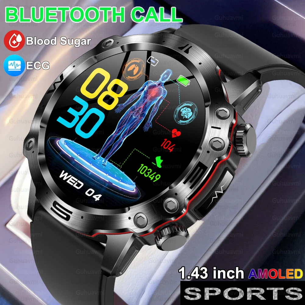 Смарт-часы с Bluetooth датчиком уровня сахара в крови и мочевой кислоты