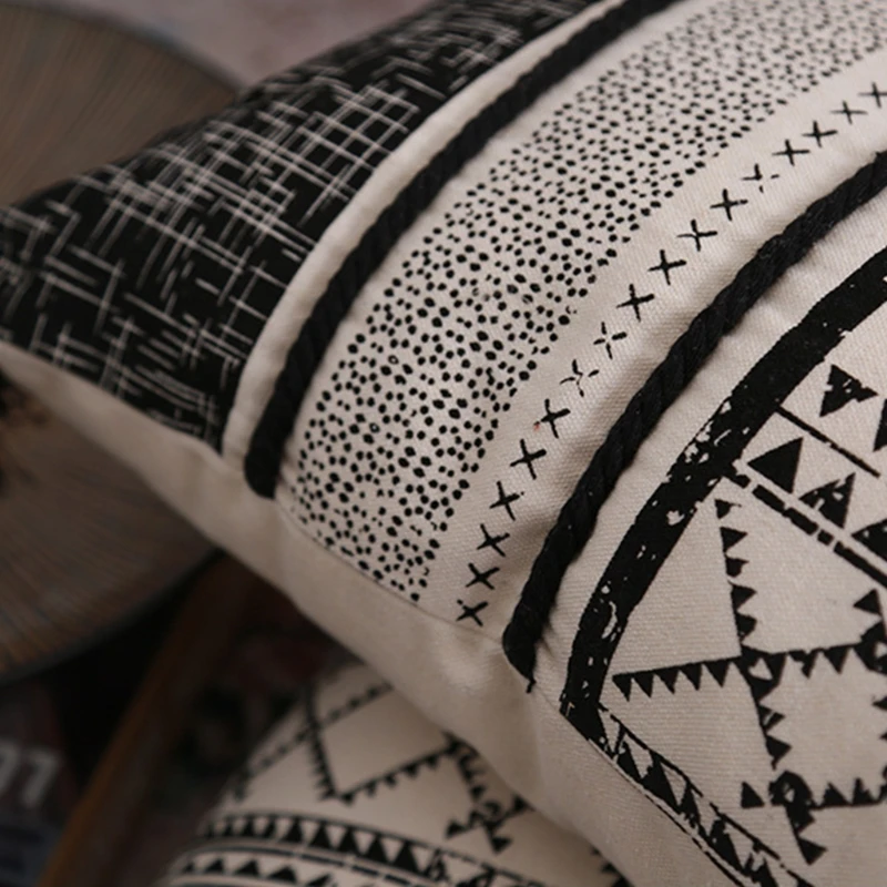 Жаккардовая подушка из Марокко для чехла с кисточками Подушка в геометрическую