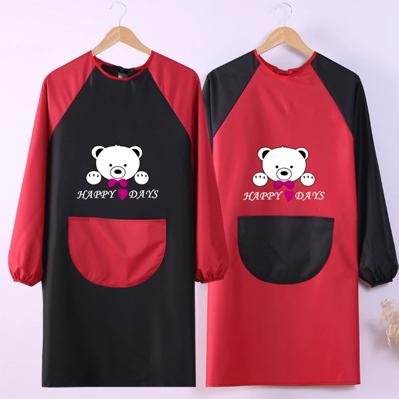 

Apron long-sleeved waterproof and oil-proof autumn and winter coveralls adult men's and women's kitchen Korean fashion