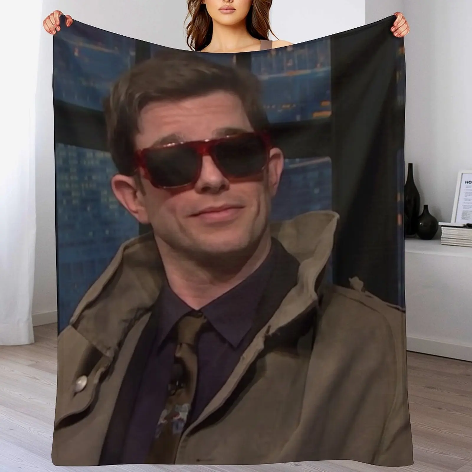 Джон Мулани в пальто на сесах Майерс Плед Лохматые туристические одеяла