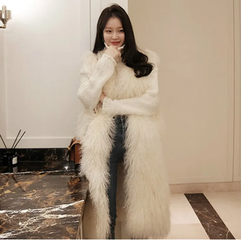 Faux Fox Fur Vest Coat Winter Women Casual Slim Sleeveless Jacket Imitation Mink Chic Fur Tank Long Hair shaggy Cardigan Tops