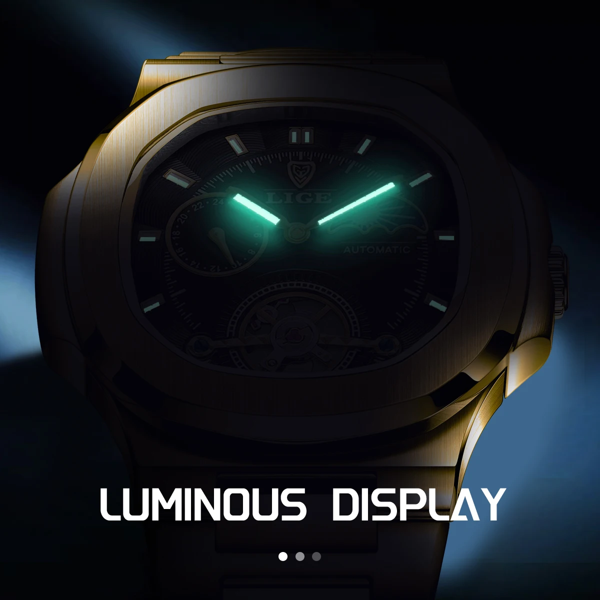 LIGE модные квадратные автоматические часы для мужчин повседневные деловые