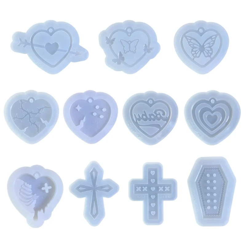 

E0BF 11-styles Love- Keychain Combination Ornaments Mold Epoxy Resin Jewelry Mold
