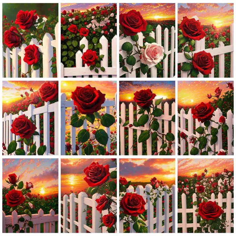 

CHENISTORY Mordern Paint By Numbers Paint Kit Rose Painting On Numbers Handicrafts Home Decors On Canvas Unique Gift For Adults