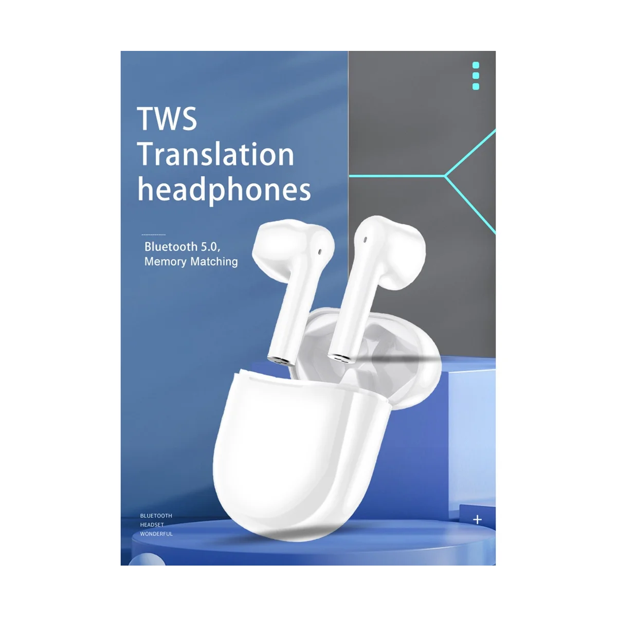 

V03 Smart Translation Headset 137 Languages Translate Voice Translator Wireless Bluetooth Translator Earphone Black