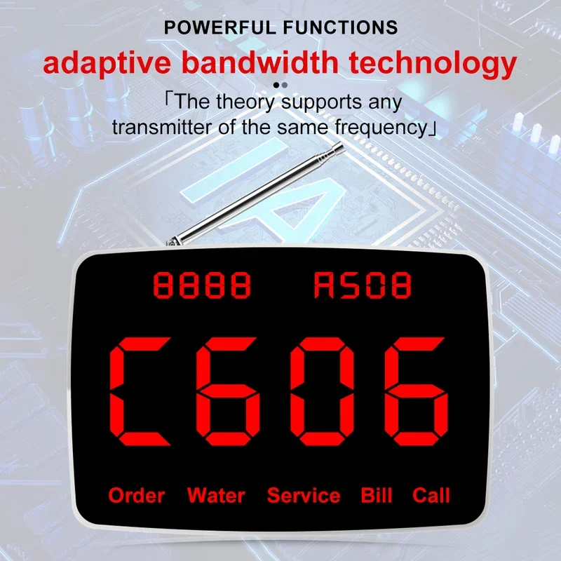 Беспроводная система пейджера официанта QWICALL Factory 1 дисплей 5 кнопок вызова для