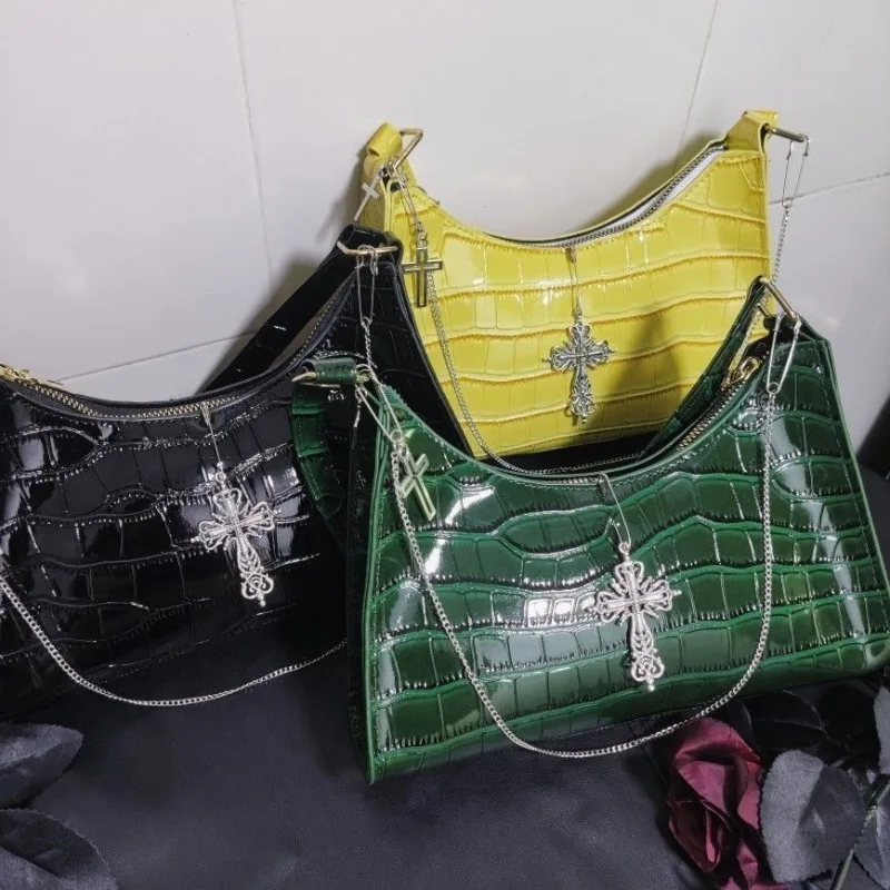 

Новинка, модная Сумка Y2k, модная Сумка через плечо из искусственной кожи с крокодиловым принтом, крутая Осенняя однотонная Сумка через плечо с цепочкой, Сумка через плечо, 2023