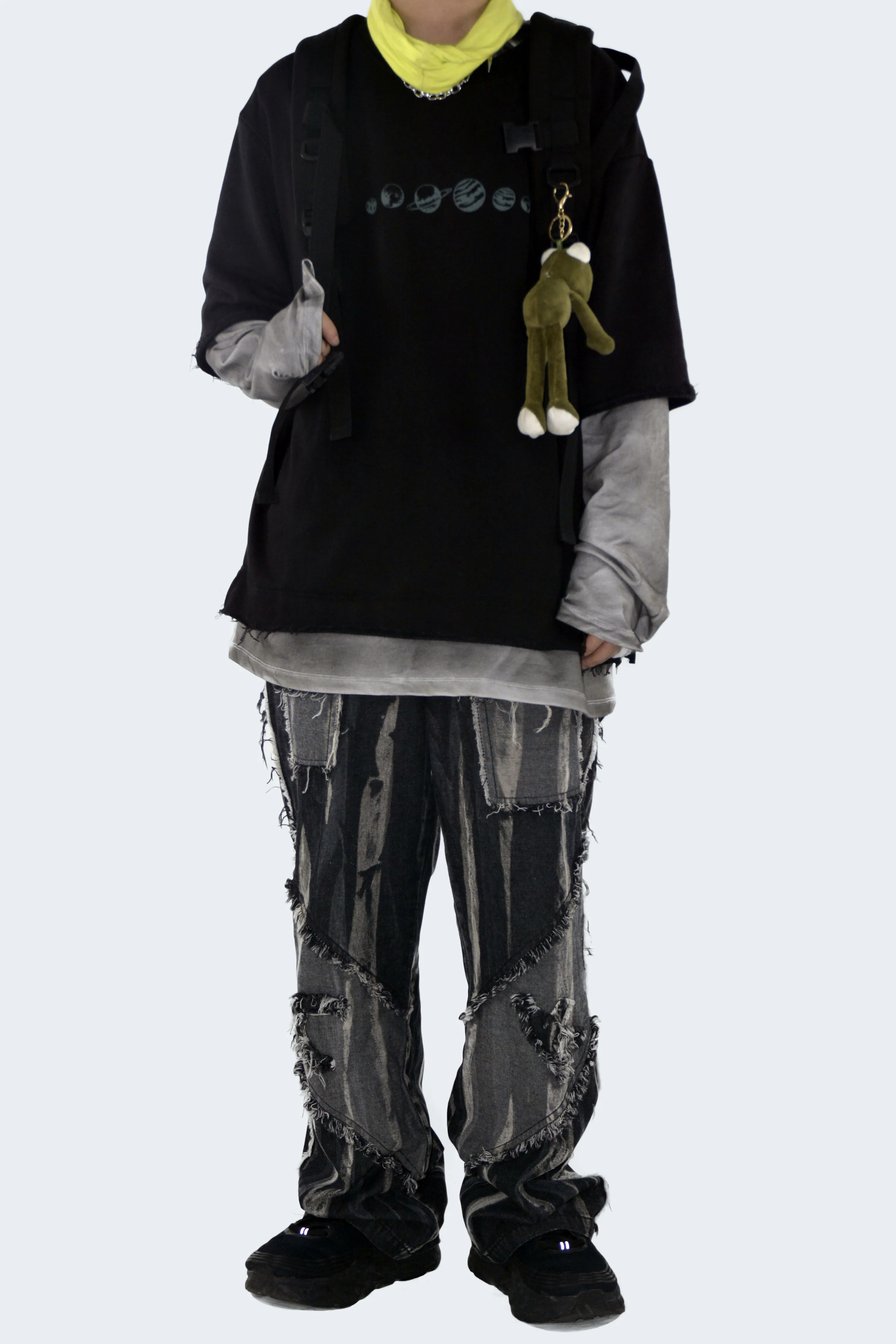 Y2K Emo Vintage Men Black Streetwear Ripped Baggy Straight Gothic Pants Hip Hop Grunge Jeans for Men Denim Trousers Alt Clothes