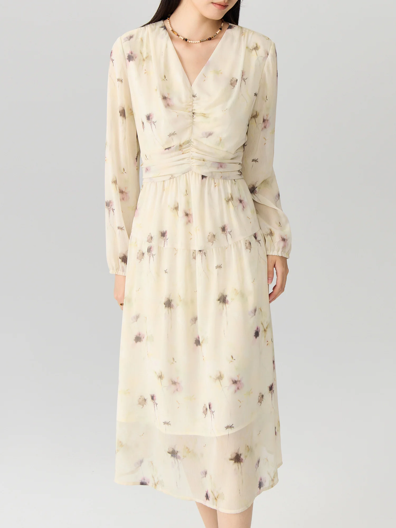 DUSHU женское платье с длинным рукавом и цветочным принтом темпераментное осеннее