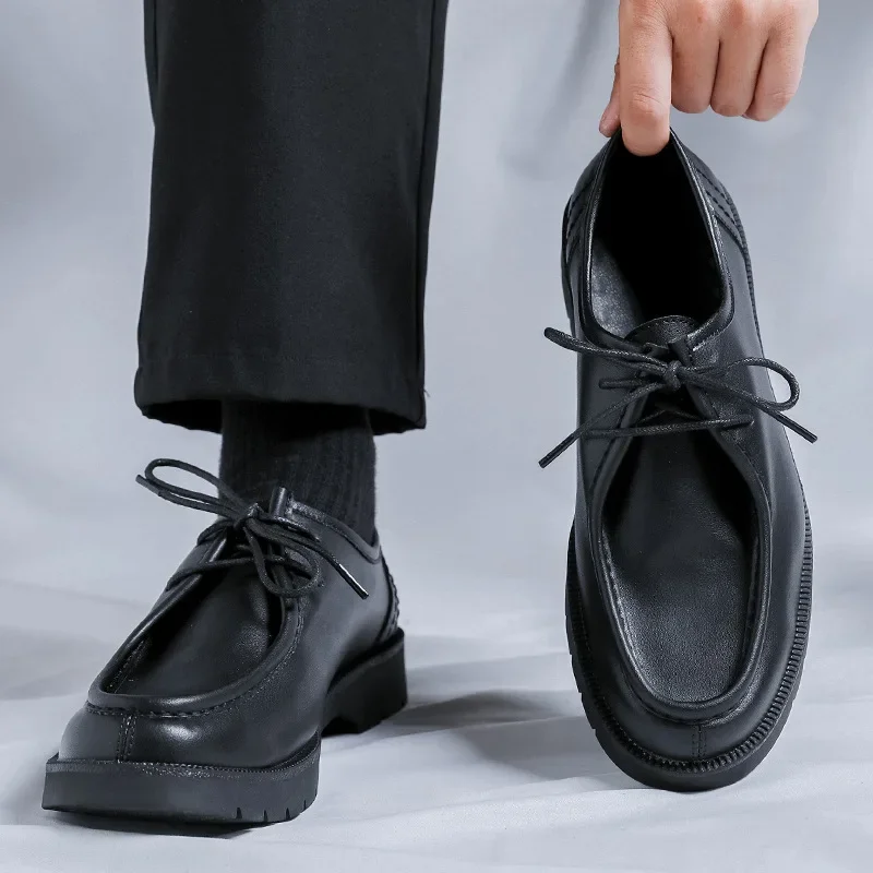 Мужские кожаные летние туфли берцы