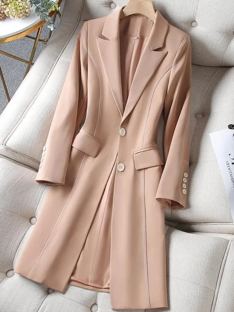 Женский пиджак новинка 2024 весенне-осенний средней длины модное шикарное тонкое