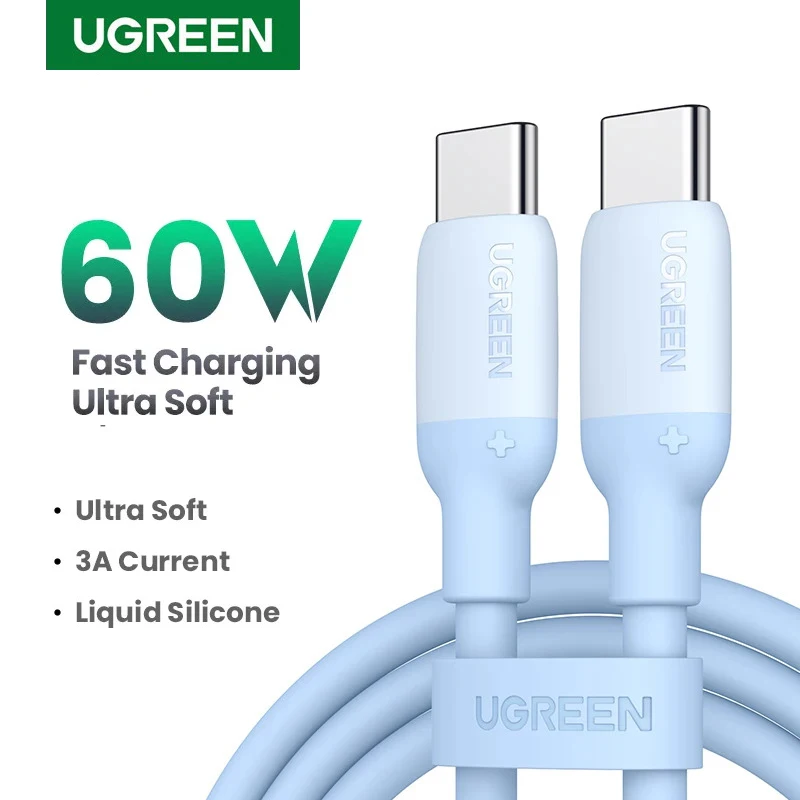Кабель UGREEN 60 Вт USB Тип C 100 к силиконовый кабель для быстрой зарядки Apple ipad iPhone 16 15