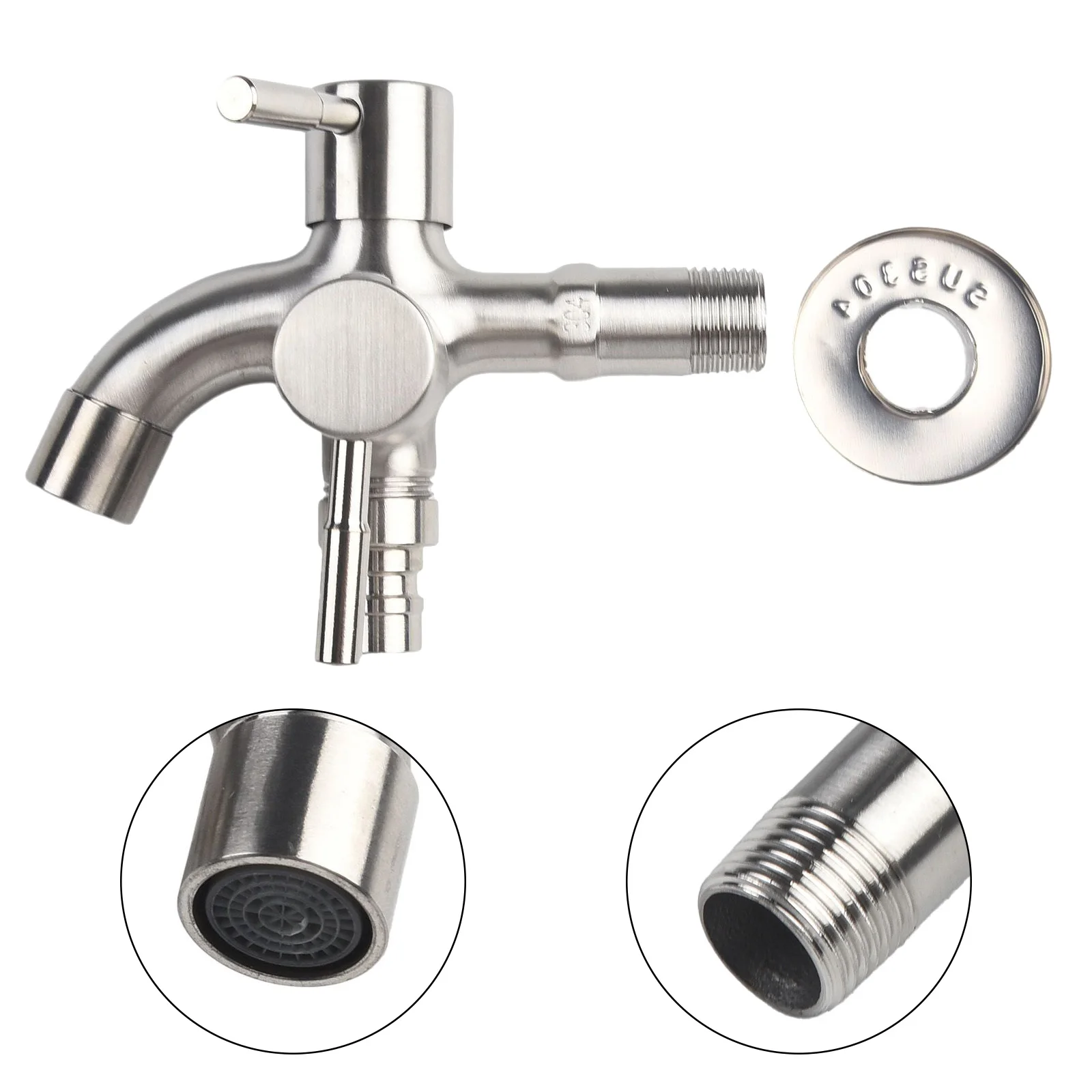 

Выключатель с двойным краном из нержавеющей стали 304, лучший удобный двойной кран для стиральной машины, прочное идеальное украшение