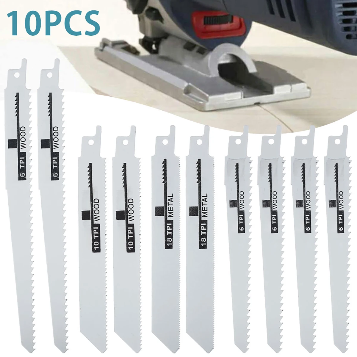 

10Pcs Reciprocating Saw Blades Saber Saw Handsaw Multi Saw Blade For Wood Metal Plastic Cutting For Bosch/Makita/Dewalt DIY Tool