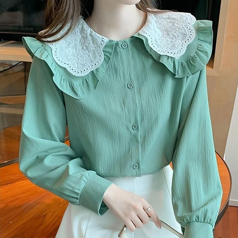 Long Sleeve Doll Collar Chiffon Shirts Women's Spring 2022 New Tops Fashion Trends Fashionable Small Shirts